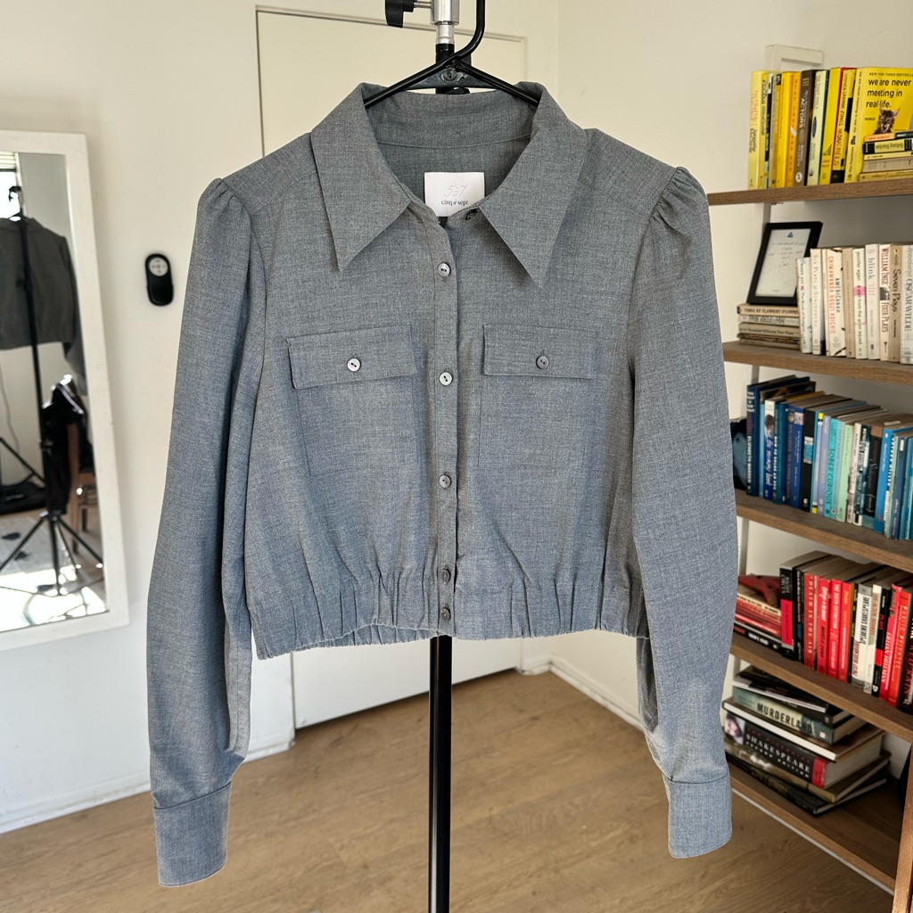 Cinq Sept Gray Women's Cropped Jacket Top Size S
